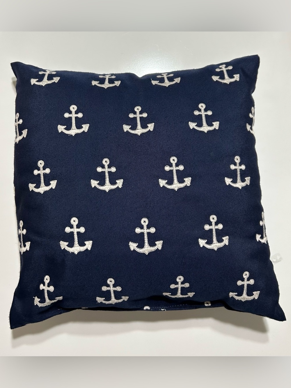 Nautical Anchor Accent Pillow - Navy and White